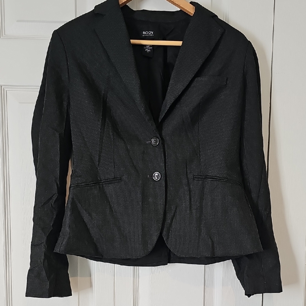 Body by Victoria Charcoal Gray Fitted Blazer – Size 10